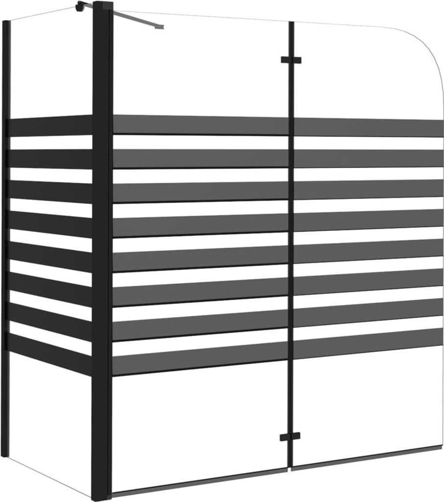 Parawan Wannowy W Paski, 120X68X130 Cm, Szkło Hartowane Zdjęcie produktu 