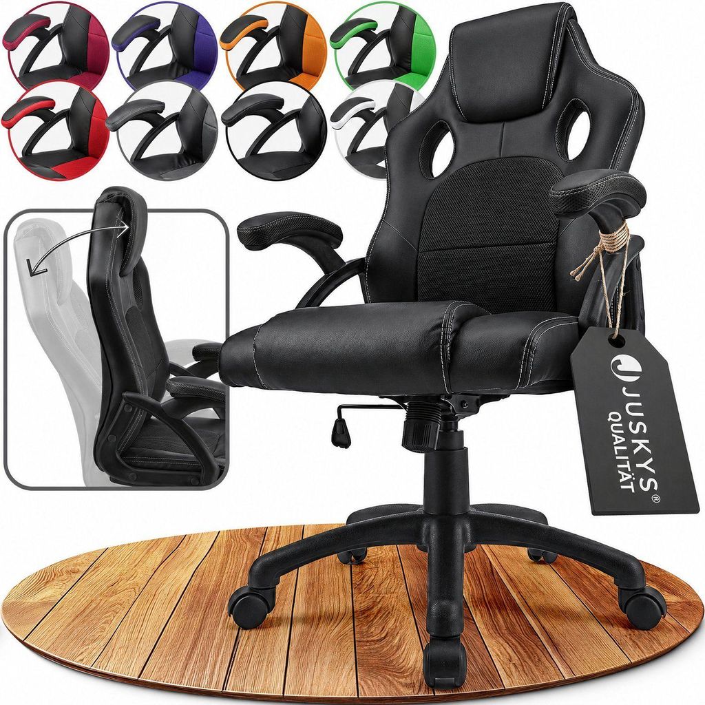 Juskys Racing Schreibtischstuhl Montreal (schwarz) - Gaming Produktbild 