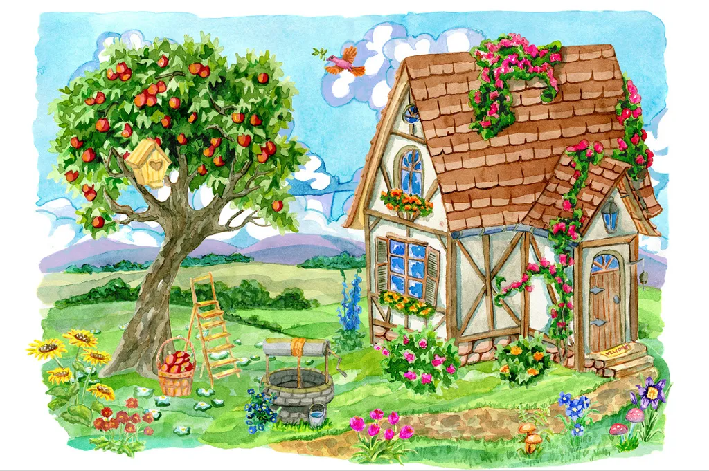 Muralo Décoration Murale Enfant XXL - Papier Peint Fleurs & Arbre - Intissé