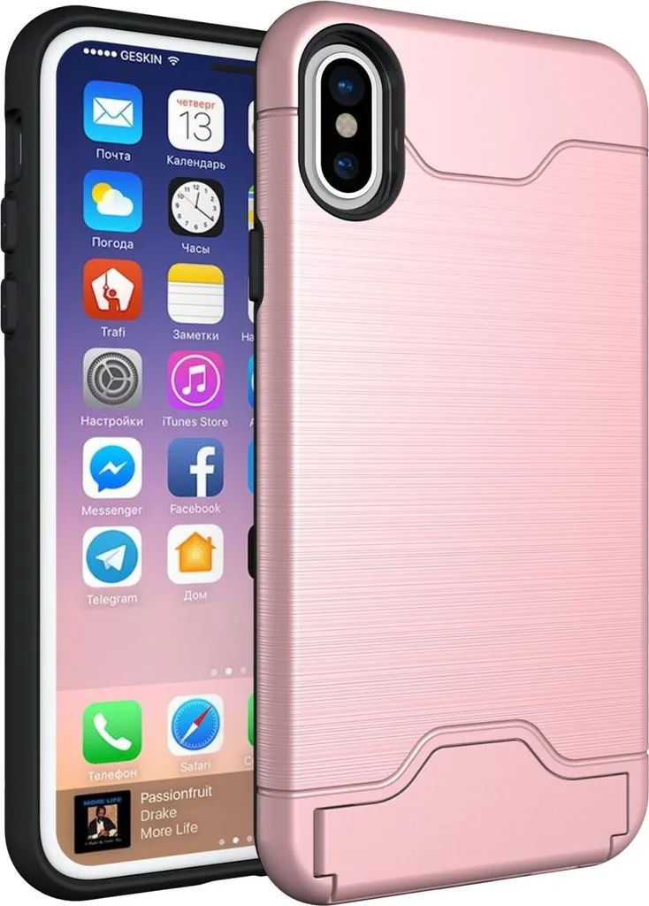 Cover iPhone X 5,8" Silicone Rigido con Porta Carte - Protezione Totale