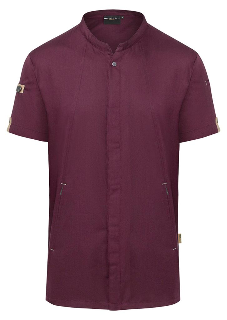 Karlowsky - "Green-Generation" Kochjacke für Herren, kurzärmlig LT6190 (157,5 cm) (Aubergine)