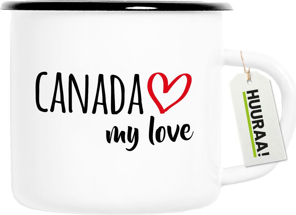 Huuraa Emaille Tasse Canada my love 300ml Vintage Campingbecher Geschenkidee