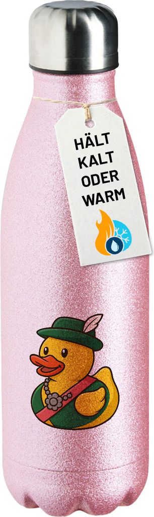 Huuraa Trinkflasche Quietscheente Schützenkönigin Gummiente Schützenfest 500ml Pink Edelstahl Wasserflasche Trinkflasche Geschenkidee