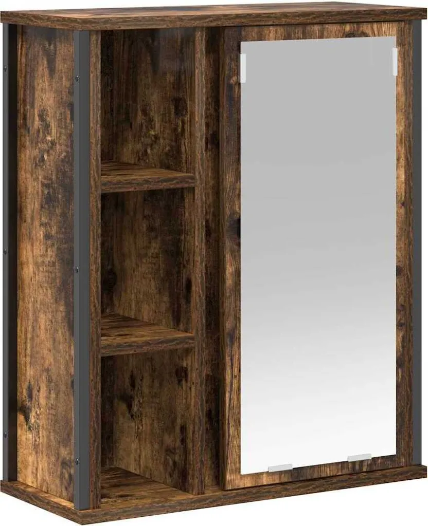 SYFAX Mobiletto Bagno Specchio Rovere Fumo 50x21x60 | Arredo Casa