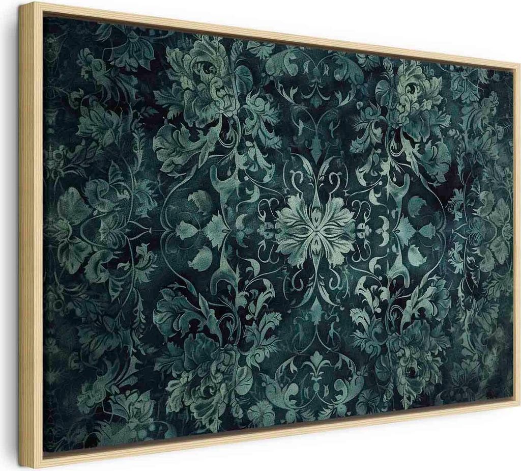 Italienischer Leinwand Leinwandbild - Oriental Pattern Carpet: Emerald Ornaments and Worn Patterns 60x40 cm Muster p-H-10001-b-a