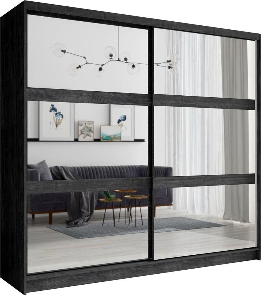 Großer Spiegelschrank 230 cm RIONERO – dunkle Portland-Esche