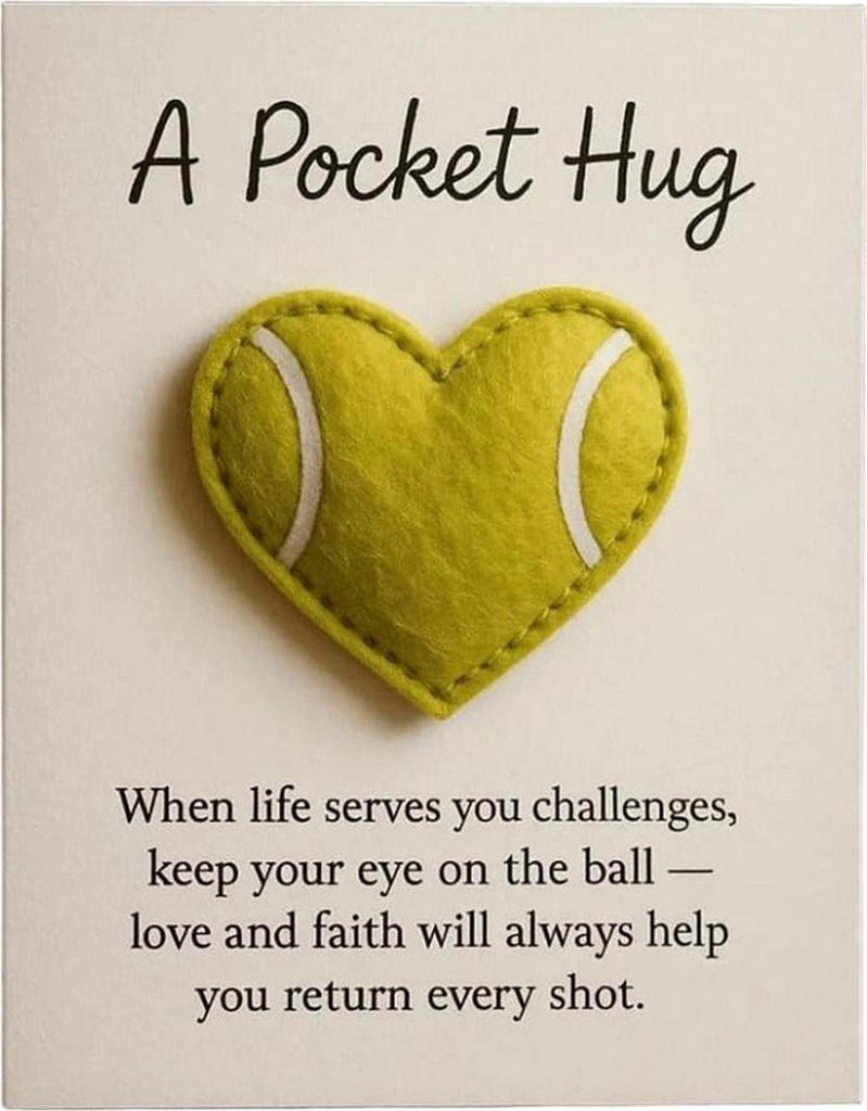 1/2/3 Stück „Herzförmige Tennis-Taschenumarmung“ mit positiver Karte, emotionaler Unterstützung, herzförmige Ballfigur, Taschenanhänger, S...