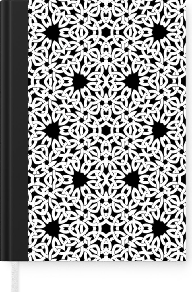MuchoWow Notizbuch Tagebuch Haushaltsbuch Notebook A5 Keltisch - Schwarz - Weiß - Vintage - Muster - Notizblock - Notizheft - Notebook - Schreib...