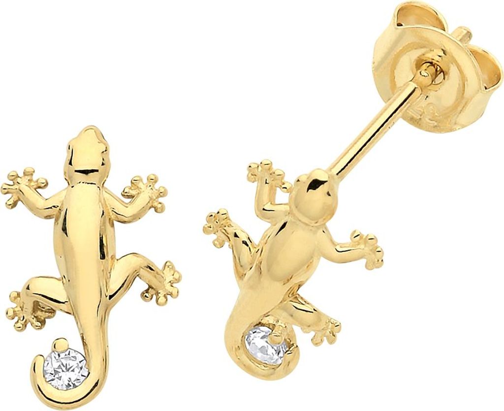 Funkige 9 Karat (375) Gold Damen - Paar Ohrstecker mit Zirkonia - 10mm*6mm; TRS26823