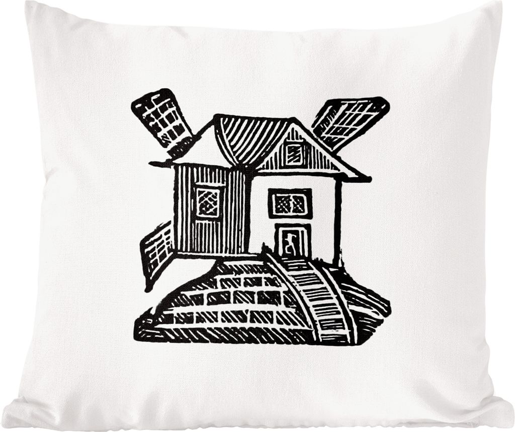 MuchoWow Zierkissen Sofakissen Wohnzimmer Dekokissen 50x50 cm Retro - Vintage - Windmühle - Komfort - Sofakissen