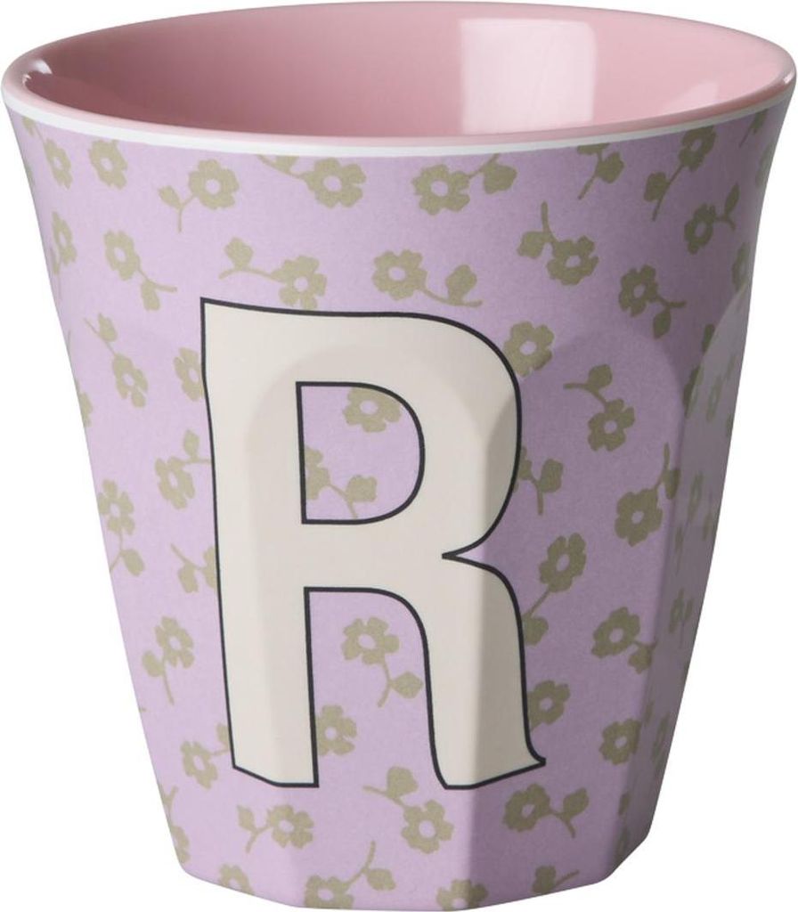 Rice Melamin Becher Medium Buchstaben Blumen R