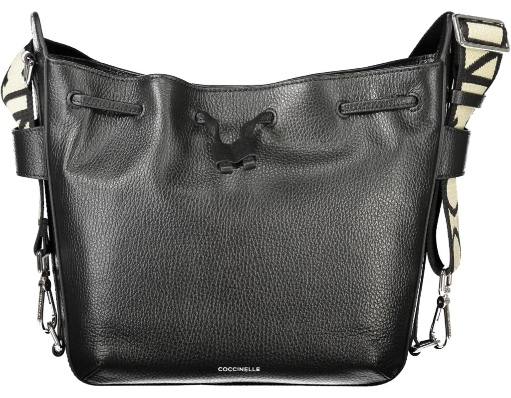 Sac à main Coccinelle Gretel Ribbon en cuir noir avec bandoulière 25 cm