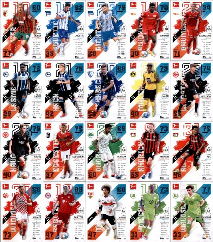 Topps Match Attax 2021/22 - Alle 20 Neue Transfer Karten - Nummer 446 bis 465