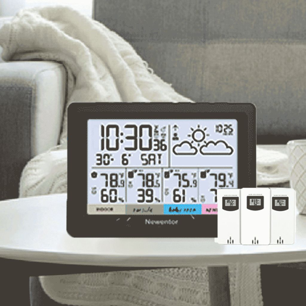 Wetterstation Funk mit 3 Außensensoren Indoor Outdoor Thermometer Hygrometer 