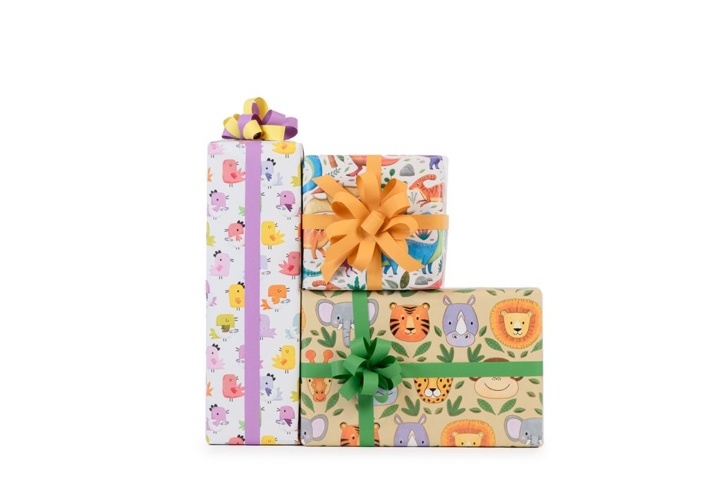 Geschenkpapier Dinosaurier Motiv 70cm x 2m Rolle Weiß / Produktbild 2