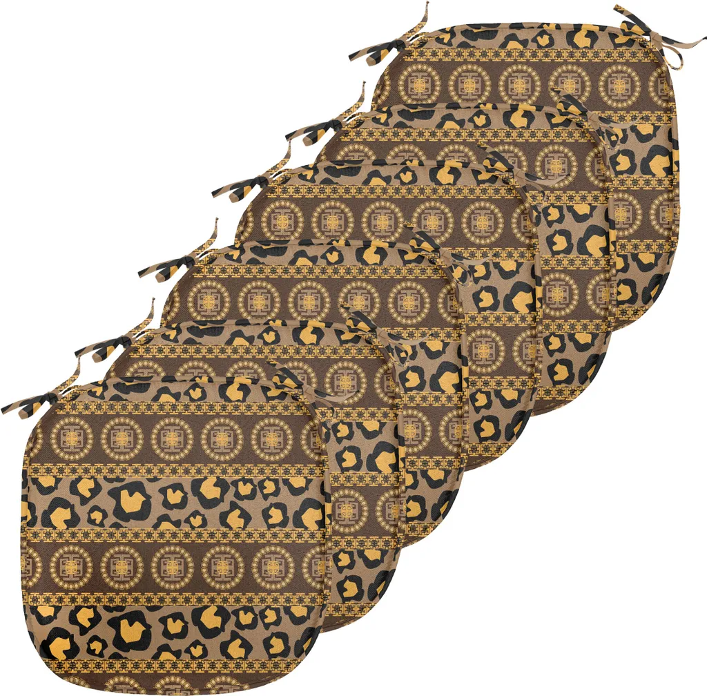 ABAKUHAUS Lot de 6 Coussins de Chaise Africains Peau de Léopard 40x40 cm