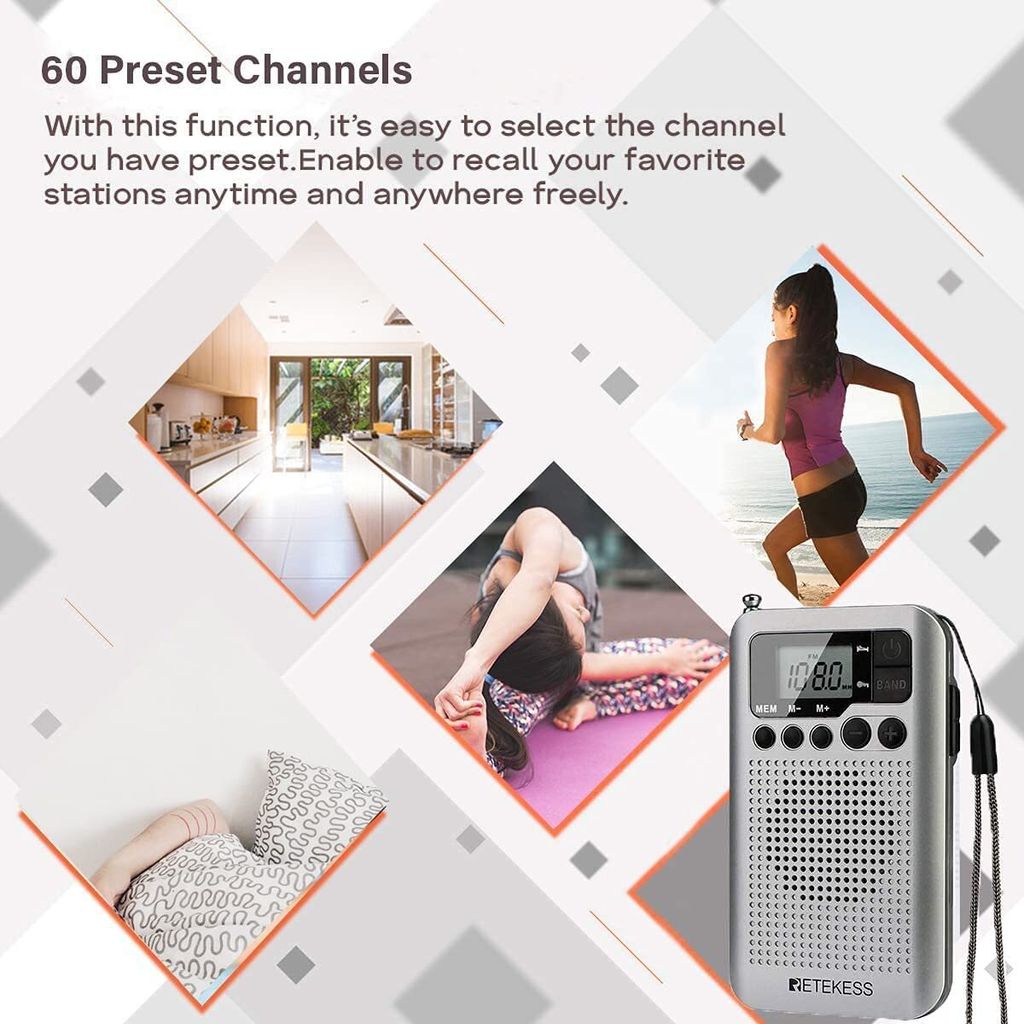 Retekess TR106 Mini rádio, FM FM AM rádio na batérie, malé Obrázok produktu 9