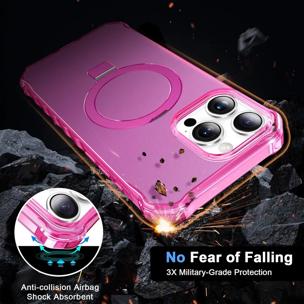 Custodia Wave Rosa per iPhone 16 Pro Max MagSafe | Design ad Anello - 3