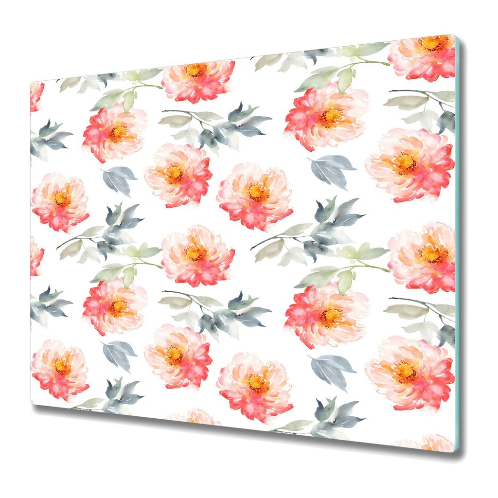 Küchenschneidebrett - Glasschneidebrett - Herdabdeckung - 60x52 - Frühlingsblume