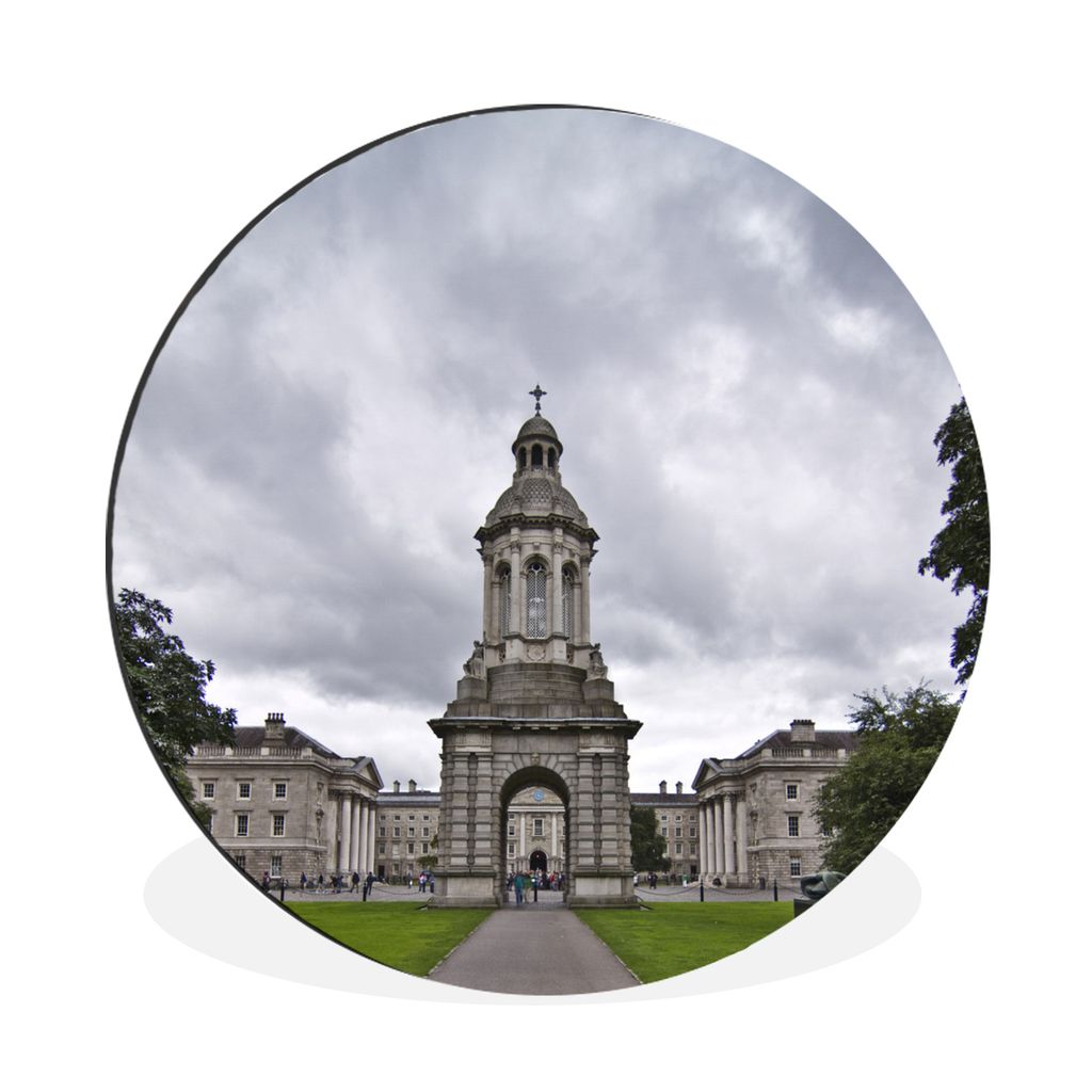 MuchoWow Aluminium Wandkreis Der Weg zum Trinity College in Dublin Ø 60 cm Wanddeko Modern Wohnzimmer - Wand Kreis - Wandbild - Schlafzimmer - A...