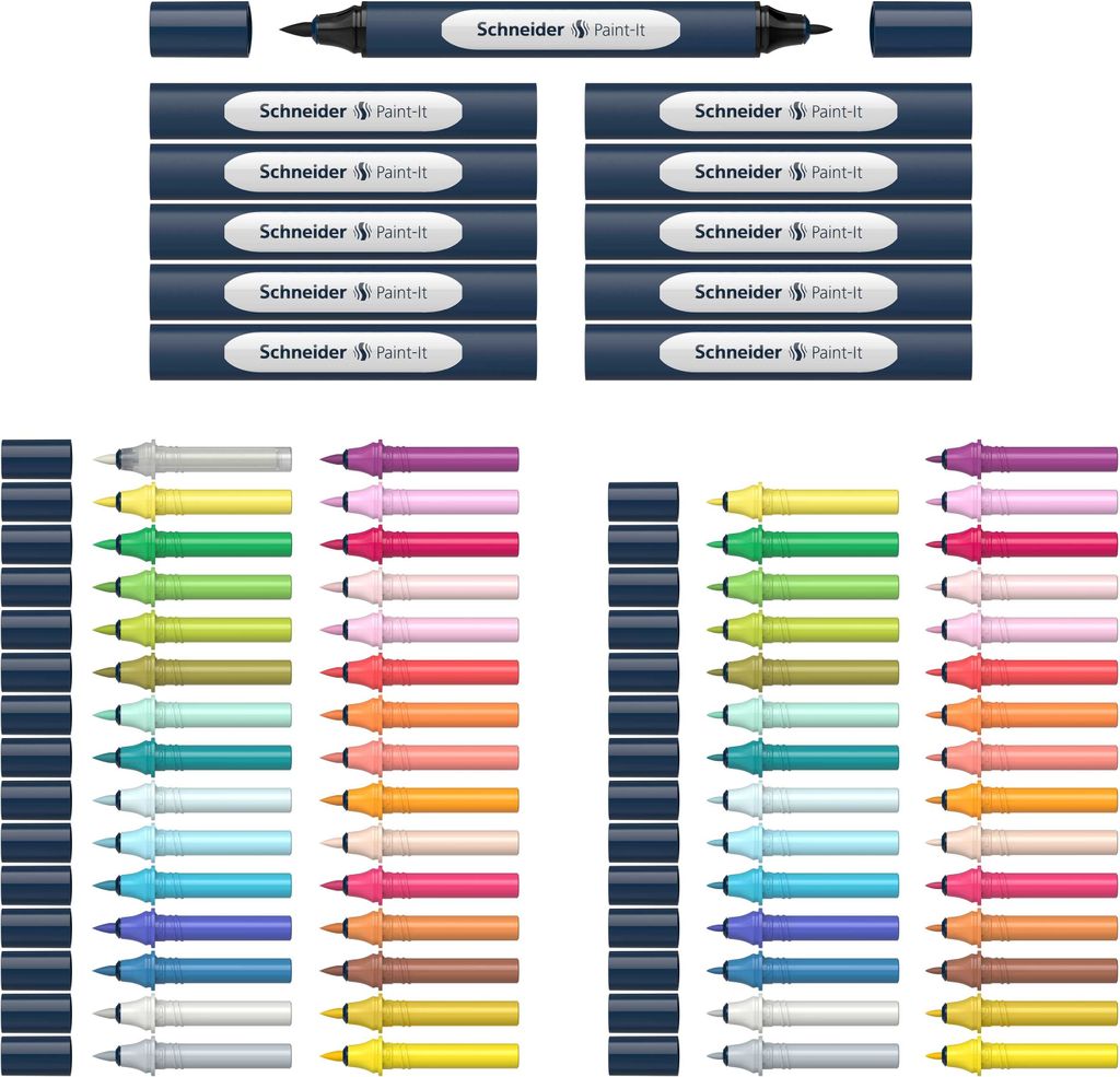 Schneider Twinmarker Paint-It 040 brush+round Komplettset Produktbild 
