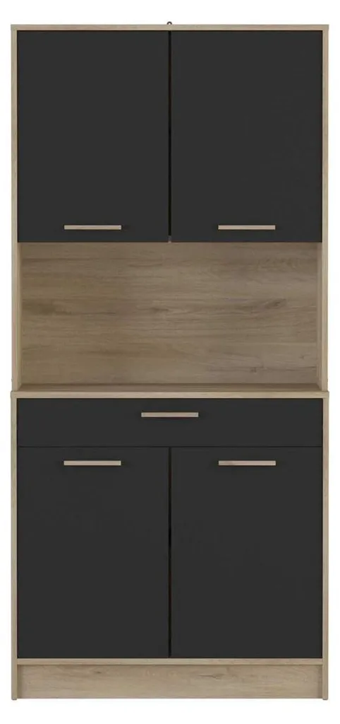 Buffet haut Dolce 4 portes et tiroir : solution rangement chêne noir