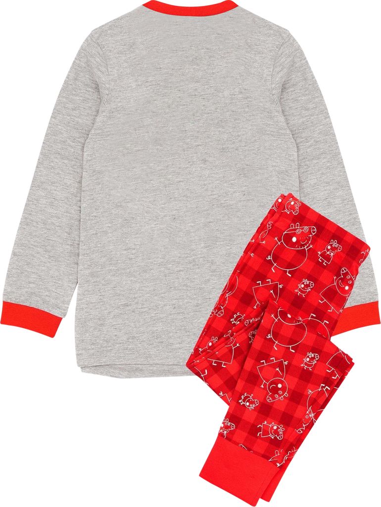 Peppa Pig - Schlafanzug für Mädchen - weihnachtliches Design NS6560 (98) (Rot/Grau)