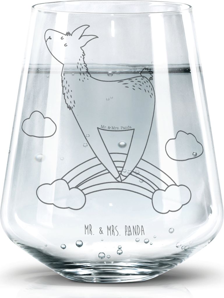 Mr. & Mrs. Panda Glas Lama Regenbogen - Transparent - Geschenk, Wasserbecher, Hobby, Freiheit, Lamas, Dekoglas, Trinkglas, Becherglas, Tumbler, Abi
