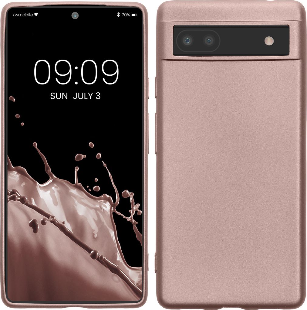kwmobile Case kompatibel mit Google Pixel 6a Hülle - Schutzhülle aus Silikon metallisch schimmernd - Handyhülle Metallic Arctic Berry