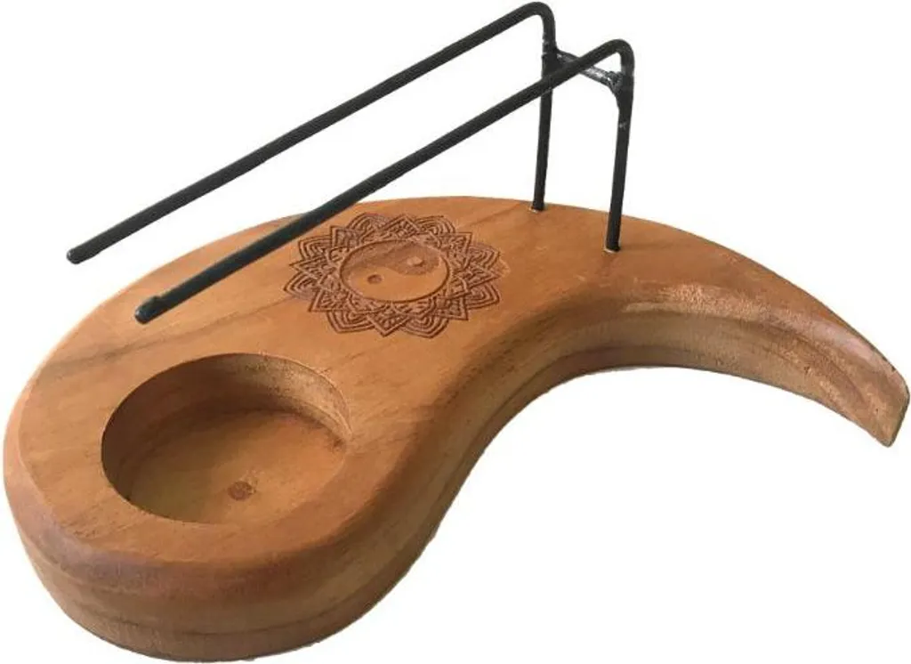 Support à gouttes Yin-Yang en bois de teck et bois de Palo Santo massif