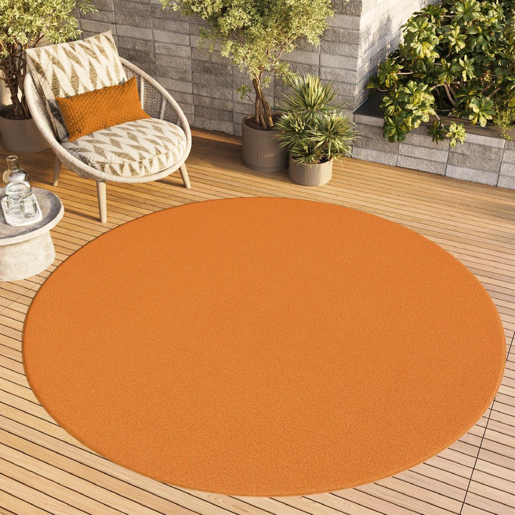 Tapiso Teppich MONO Modern Rund Orange Einfarbig Wohnzimmer 200 x 200 cm