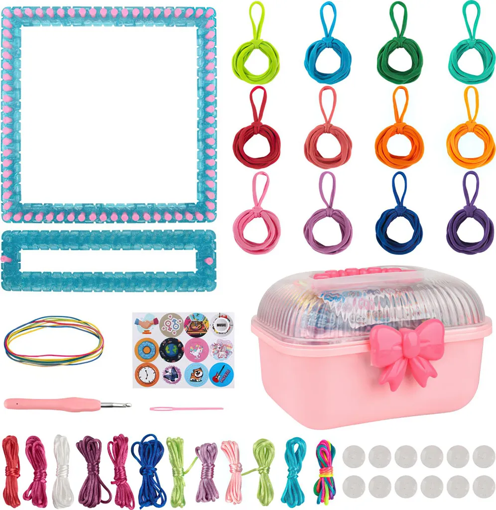 Kit de tissage pour enfants avec 288 boucles colorées et son cadre DIY
