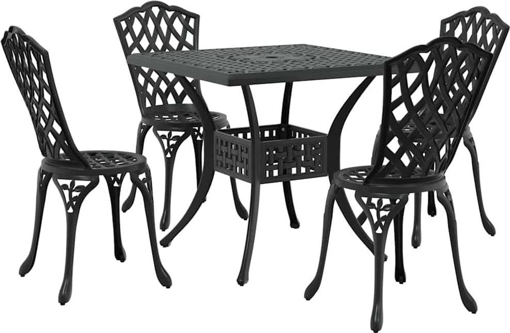vidaXL Gartentisch Set 5 pcs Schwarz Gussaluminium