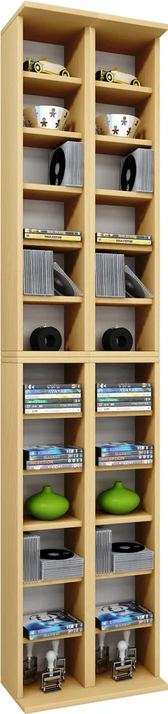 Étagère Almera hêtre 24 compartiments - Grande capacité de stockage CD