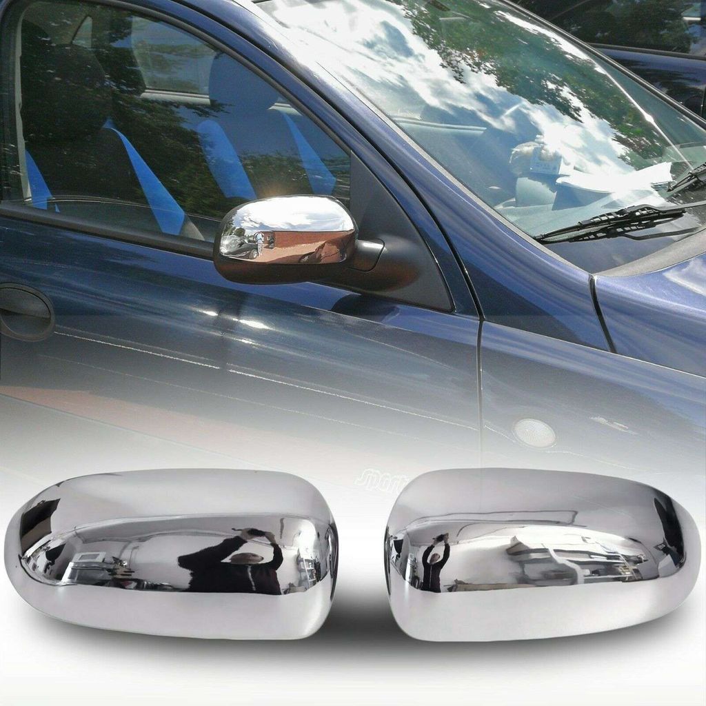 Edelstahl Spiegelkappen Chrom für OPEL CORSA C | Bj 2000-2006