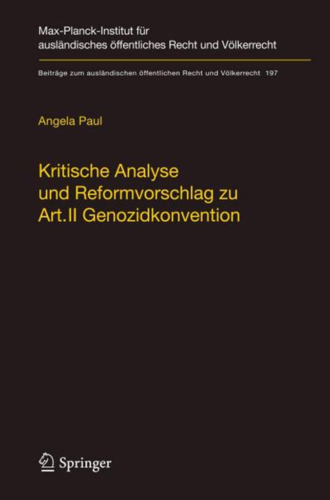 ISBN Kritische Analyse und Reformvorschlag zu Art. II Genozidkonvention, Englisch, Hardcover, 381 Seiten