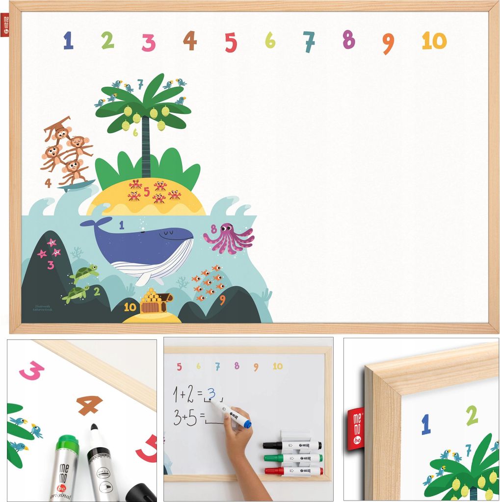 Trocken abwischbare Magnettafel für Kinder, pädagogisch wertvoll, 60 x 40 cm, Zahlen