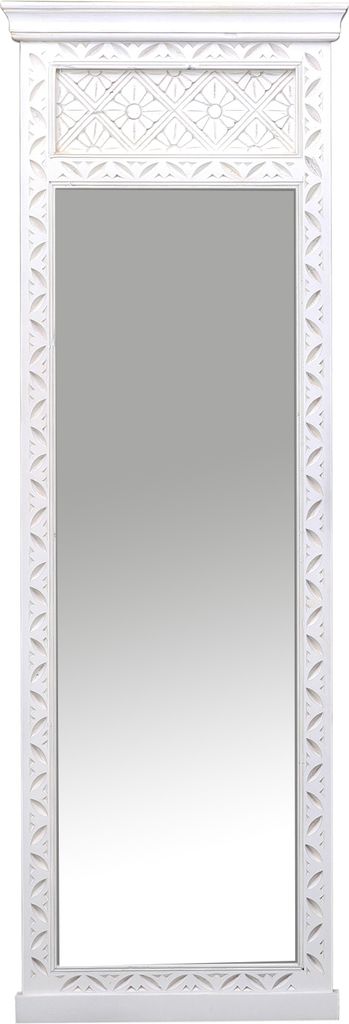 Marrakesch Boho Deko Standspiegel aus Mangoholz – 183x61 cm | Wandspiegel mit Holzrahmen handgeschnitzt | Vintage Spiegel für Schlafzimmer, Flur...