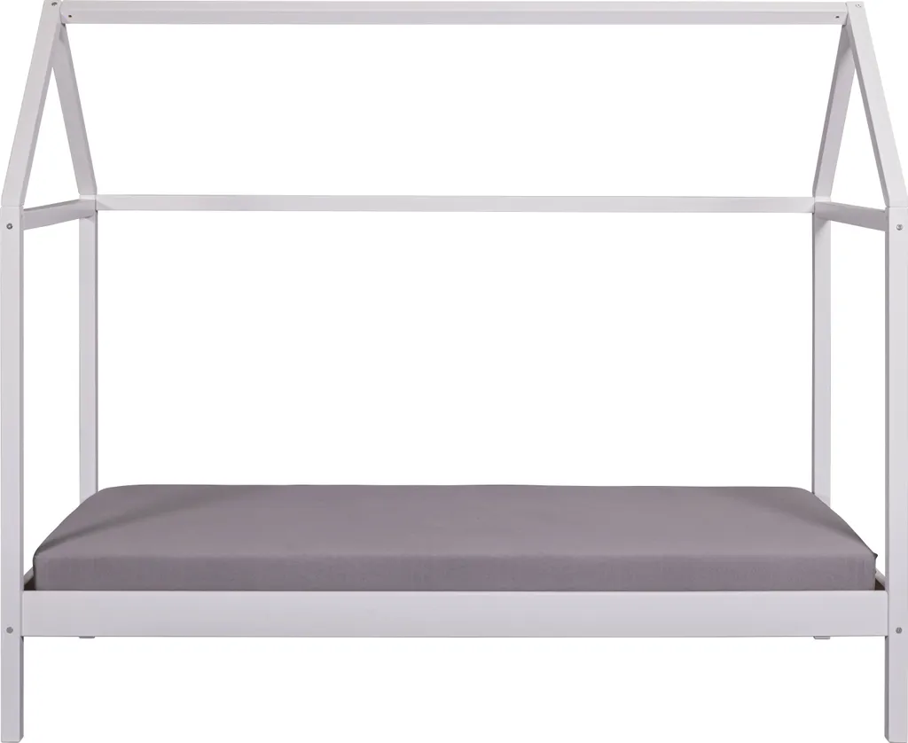 Lit maison SunRoad pour enfant blanc en bois massif de pin 90x200 cm