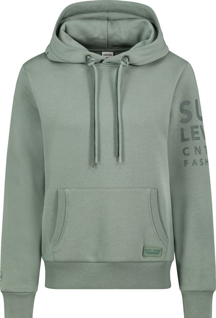 Sublevel Kapuzenpullover mit Kängurutasche und Logoprint Größe: S