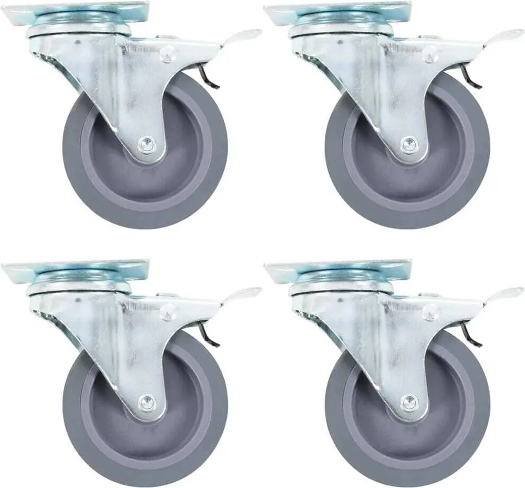 Roues pivotantes 75 mm pour établi et chariot lot de 4 avec freins pro