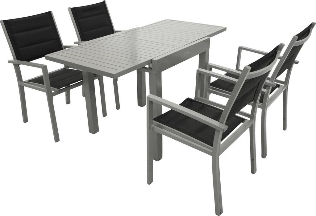 Garnitur 5-teilig Aluminium silbergrau