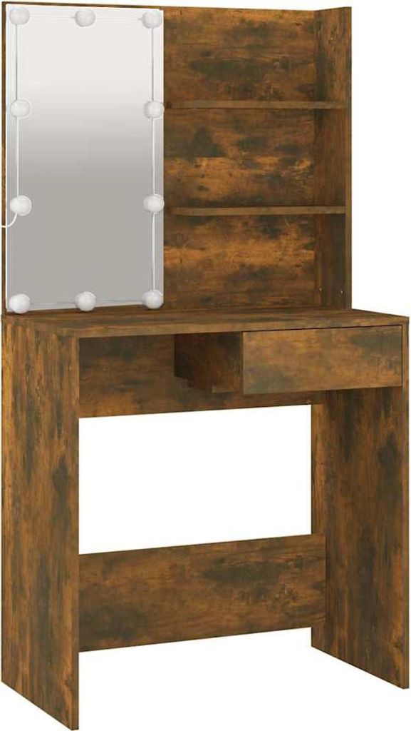 toaletní stolek vidaXL s LED diodami Smoked Oak 74,5x40x141 Obrázek produktu 