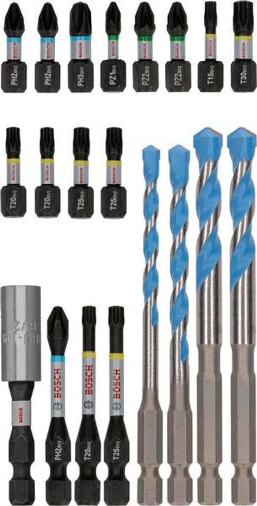 Embouts de vissage PRO Impact et forets Multi Construction Bosch 20 pcs