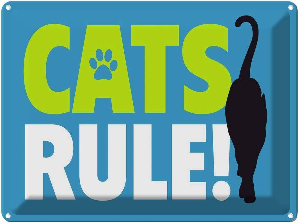 vianmo Blechschild 30x40 cm cats rule Katze
