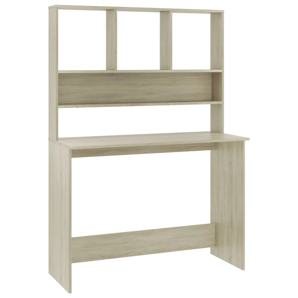 Bureau étagères intégrées 110x45x157 cm bois chêne Sonoma résistant