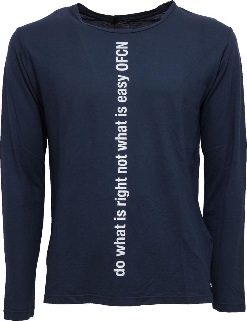 7038W OFFICINA36 blaues T-Shirt Baumwolle Herrenhemd