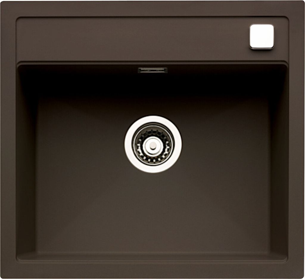 NABER Spüle ANGOLA 56 in ESPRESSO mit Drehexcentergarnitur verchromt / Auflagespüle / Einzelbecken / 60 cm Schrankbreite