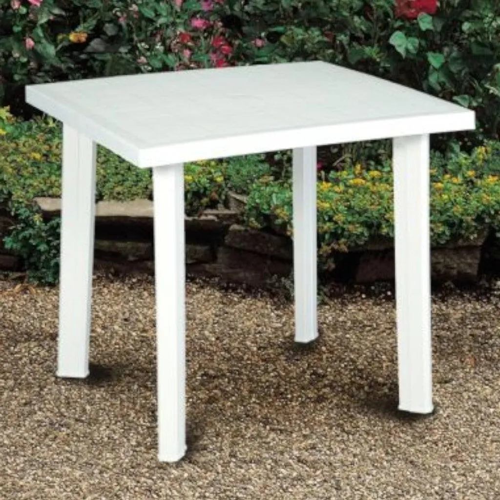 Table de jardin rectangulaire blanche modulable pour terrasse et balcon