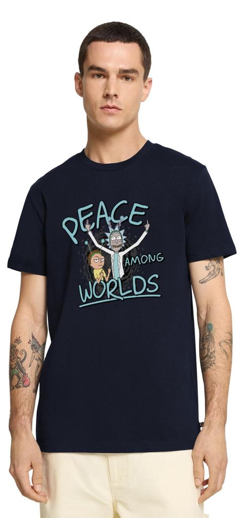 Spreadshirt Rick & Morty Peace Among Worlds Männer Premium T-Shirt, XS, Navy